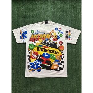 Vtg Nascar Shirt Men's Colorful 90's M&M Racing Team All Over Print Irvan Sz XL